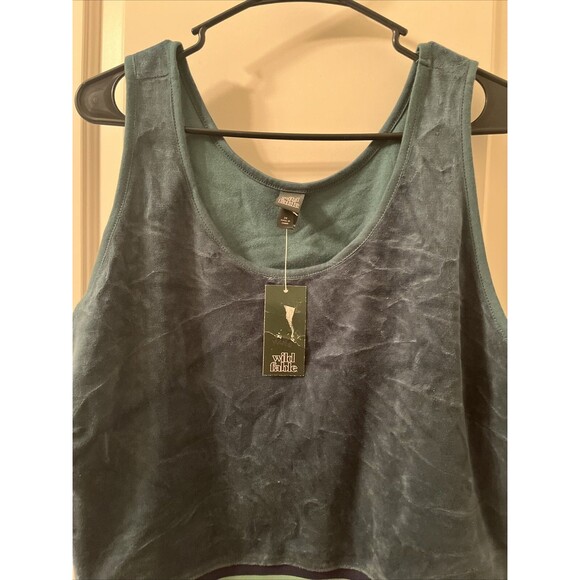 Wild Fable Women's Plus Velour Green Top Tank Cropped Striped Size 2X - Picture 8 of 12
